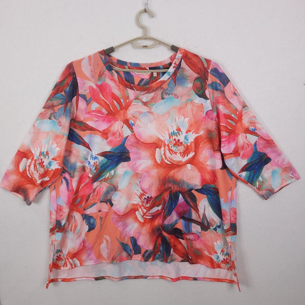 Soft Surroundings Top Tunic Womens Size 3X Floral Whimsical Boho Spring Artsy